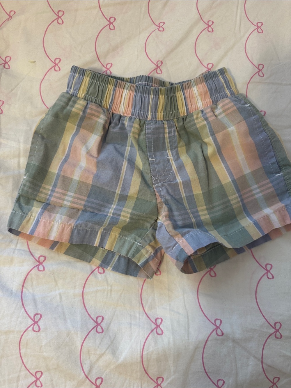 Girls Pastel Plaid Elastic-Waist Shorts